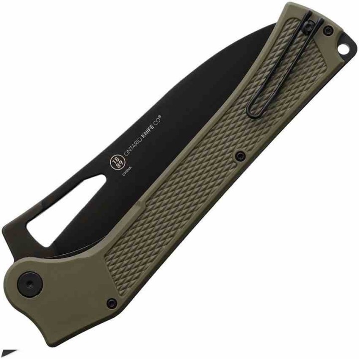 Couteau Ontario Camp Plus Lame Cleaver Acier 420 Manche Nylon Green Linerlock ON4325 - Livraison Gratuite