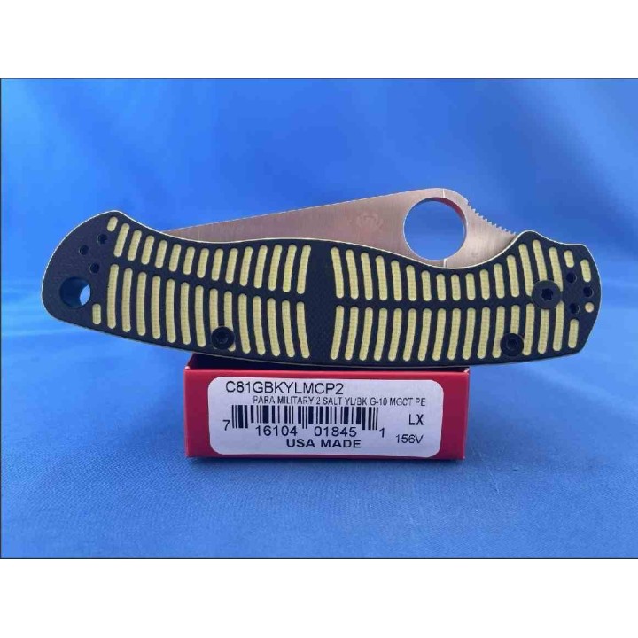 Couteau Spyderco Paramilitary 2 Lame Acier CPM MagnaCut Compression Manche G10 Noir/Jaune USA SC81GBKYLMCP2 - Livraison Gratuite