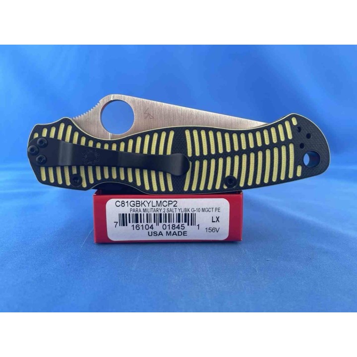 Couteau Spyderco Paramilitary 2 Lame Acier CPM MagnaCut Compression Manche G10 Noir/Jaune USA SC81GBKYLMCP2 - Livraison Gratuite