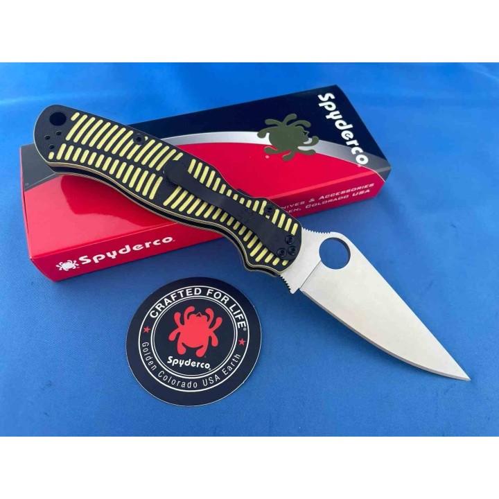 Couteau Spyderco Paramilitary 2 Lame Acier CPM MagnaCut Compression Manche G10 Noir/Jaune USA SC81GBKYLMCP2 - Livraison Gratuite