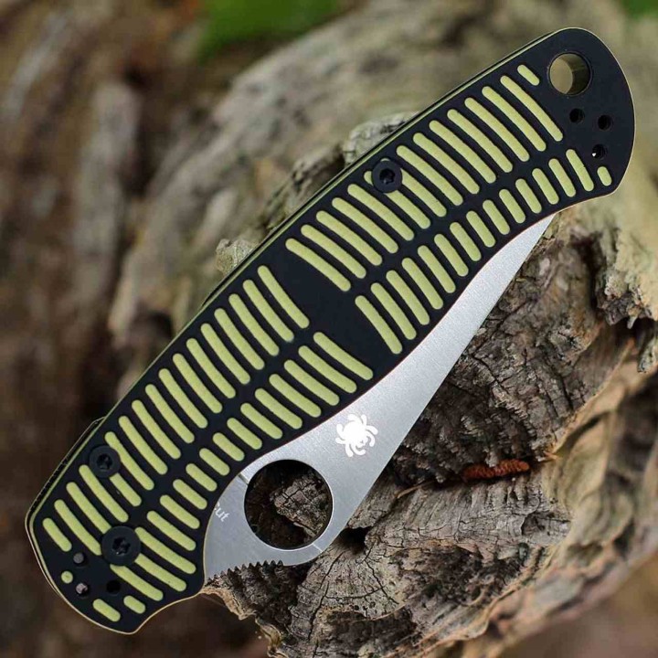 Couteau Spyderco Paramilitary 2 Lame Acier CPM MagnaCut Compression Manche G10 Noir/Jaune USA SC81GBKYLMCP2 - Livraison Gratuite
