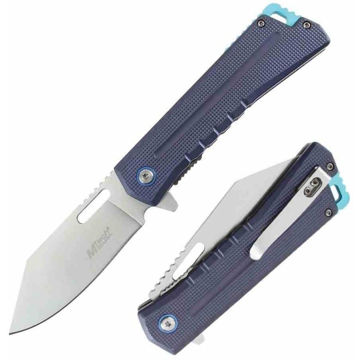 Lot de 3 Couteau Mtech A/O Lame Clip Point Acier 3Cr13MoV Manche Alu Bleu Linerlock Clip MTA2046BL - Livraison Gratuite
