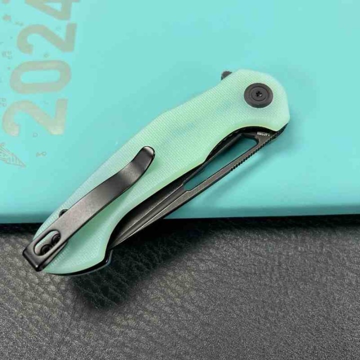 Couteau Kubey Dugu Lame Drop Point Acier Sandvik 14C28N Linerlock Manche G-10 Jade KUB210K - Livraison Gratuite