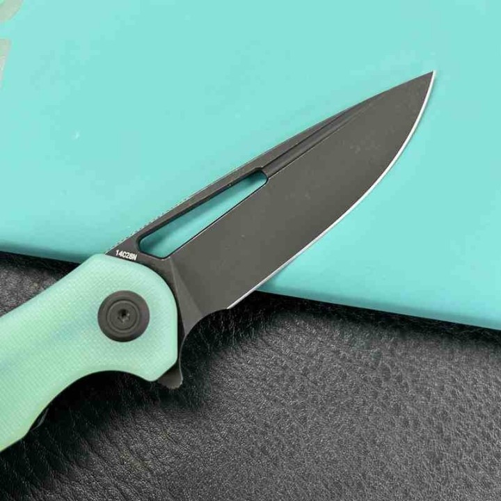 Couteau Kubey Dugu Lame Drop Point Acier Sandvik 14C28N Linerlock Manche G-10 Jade KUB210K - Livraison Gratuite