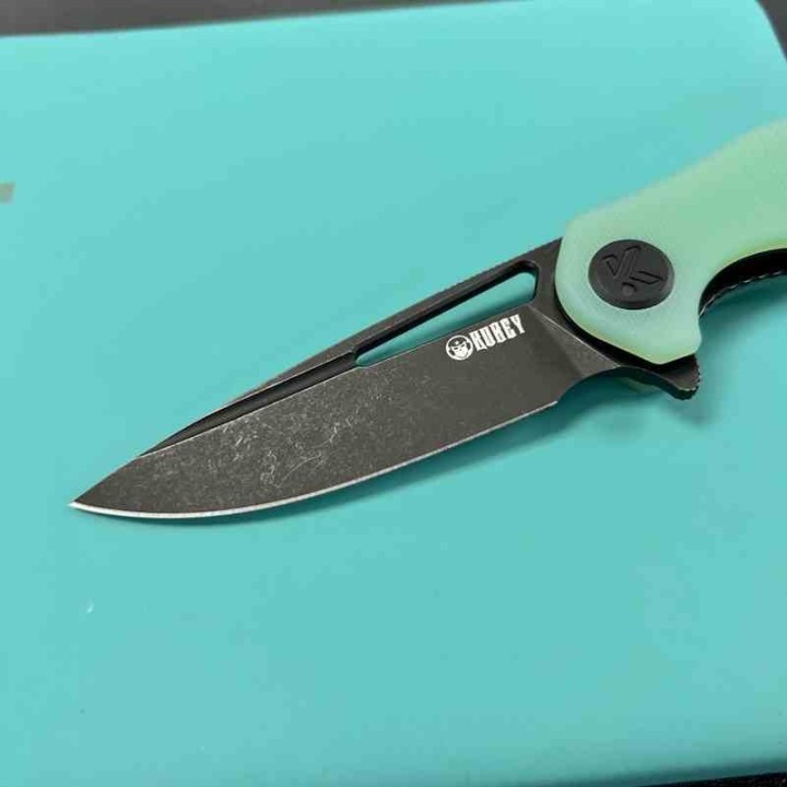 Couteau Kubey Dugu Lame Drop Point Acier Sandvik 14C28N Linerlock Manche G-10 Jade KUB210K - Livraison Gratuite