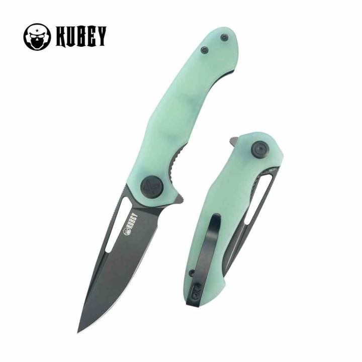 Couteau Kubey Dugu Lame Drop Point Acier Sandvik 14C28N Linerlock Manche G-10 Jade KUB210K - Livraison Gratuite