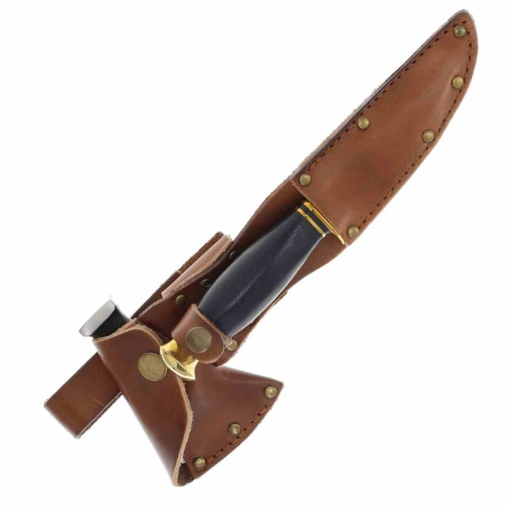 Set Marbles Hachette + Couteau Lame Acier D2 Manche Micarta Etui Cuir MR729 - Livraison Gratuite