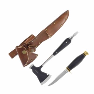 Set Marbles Hachette + Couteau Lame Acier D2 Manche Micarta Etui Cuir MR729 - Livraison Gratuite