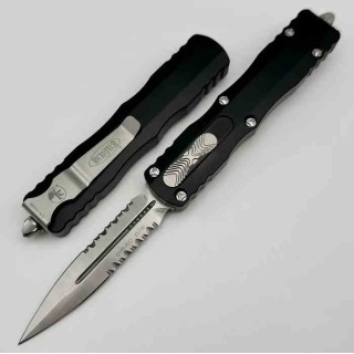 Couteau Automatique OTF Microtech Dirac D/E 225-5 Lame Dague Acier M390 Manche Alu Noir Made USA MCT2255 - Livraison Gratuite