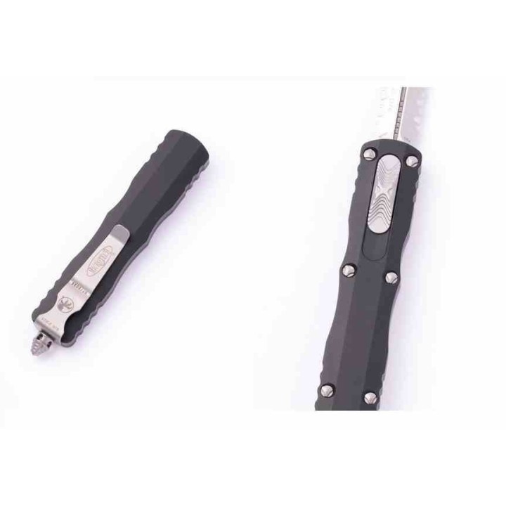 Couteau Automatique OTF Microtech Dirac D/E 225-5 Lame Dague Acier M390 Manche Alu Noir Made USA MCT2255 - Livraison Gratuite