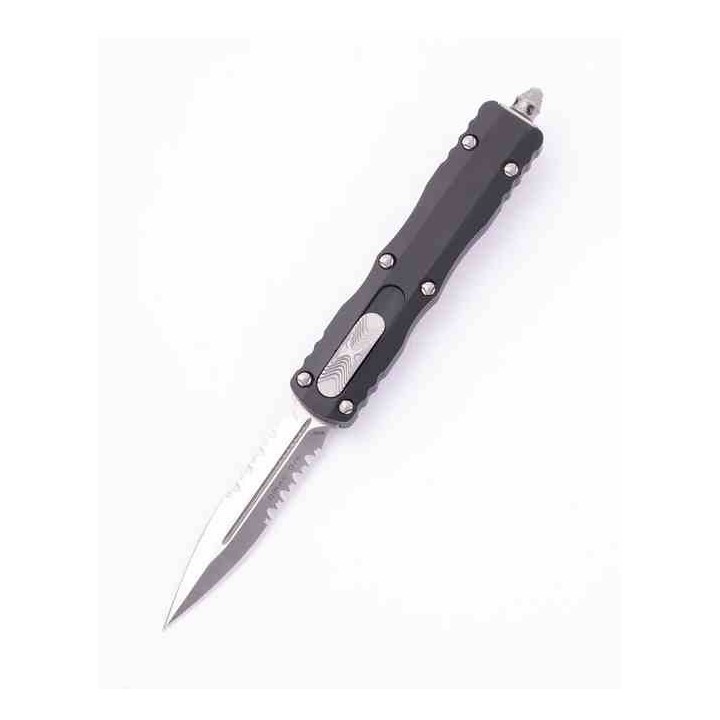 Couteau Automatique OTF Microtech Dirac D/E 225-5 Lame Dague Acier M390 Manche Alu Noir Made USA MCT2255 - Livraison Gratuite