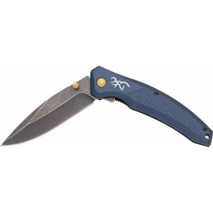 Couteau Browning Lame Acier 7Cr17MoV Manche Aluminium Bleu Linerlock Clip BR0572B - Livraison Gratuite