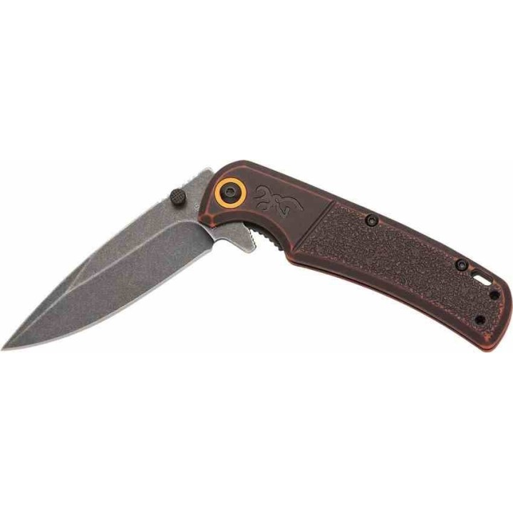 Couteau Browning Buckmark Slim Wash Lame Acier D2 Black Manche Polymère Bronze BR0581B - Livraison Gratuite
