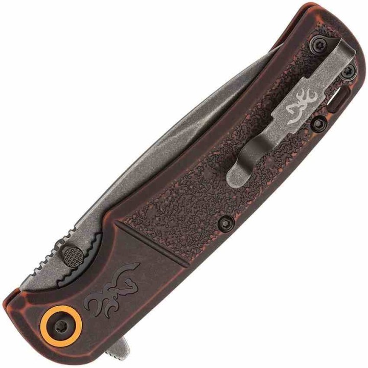Couteau Browning Buckmark Slim Wash Lame Acier D2 Black Manche Polymère Bronze BR0581B - Livraison Gratuite