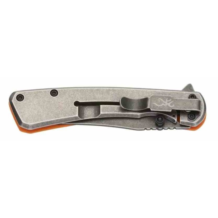 Couteau Browning Branded Rock Orange Lame Acier 7Cr17MoV Manche G10 Framelock Clip BR0560 - Livraison Gratuite