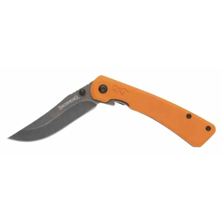Couteau Browning Branded Rock Orange Lame Acier 7Cr17MoV Manche G10 Framelock Clip BR0560 - Livraison Gratuite