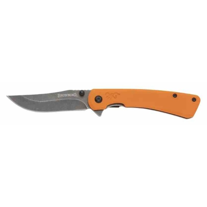 Couteau Browning Branded Rock Orange Lame Acier 7Cr17MoV Manche G10 Framelock Clip BR0560 - Livraison Gratuite
