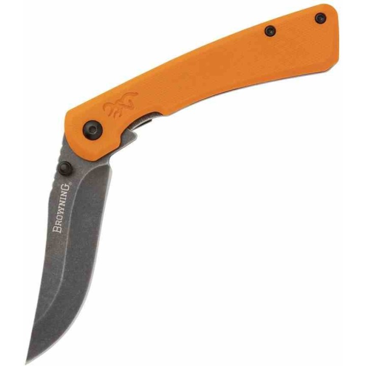Couteau Browning Branded Rock Orange Lame Acier 7Cr17MoV Manche G10 Framelock Clip BR0560 - Livraison Gratuite