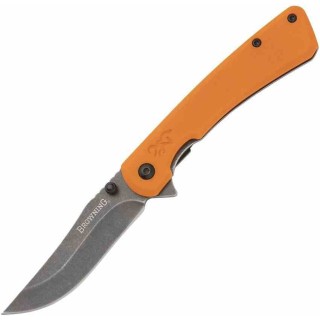 Couteau Browning Branded Rock Orange Lame Acier 7Cr17MoV Manche G10 Framelock Clip BR0560 - Livraison Gratuite