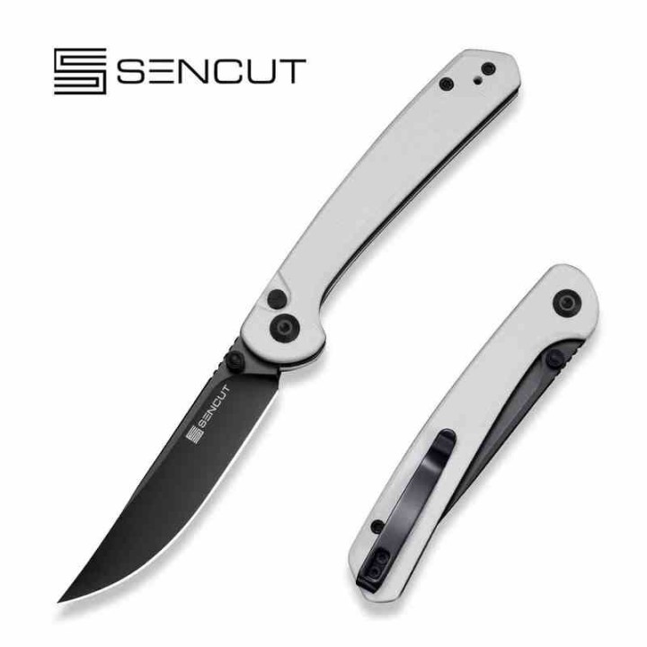Couteau Sencut Skelfin Lame Black Acier 9Cr18MoV Manche G10 White IKBS Linerlock Clip S250071 - Livraison Gratuite
