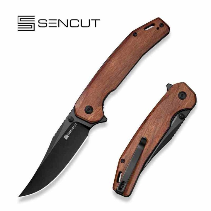 Couteau Sencut Vornix Lame Clip Point Acier 9Cr18MoV Manche Guibourtia Wood IKBS Linerlock S250383 - Livraison Gratuite