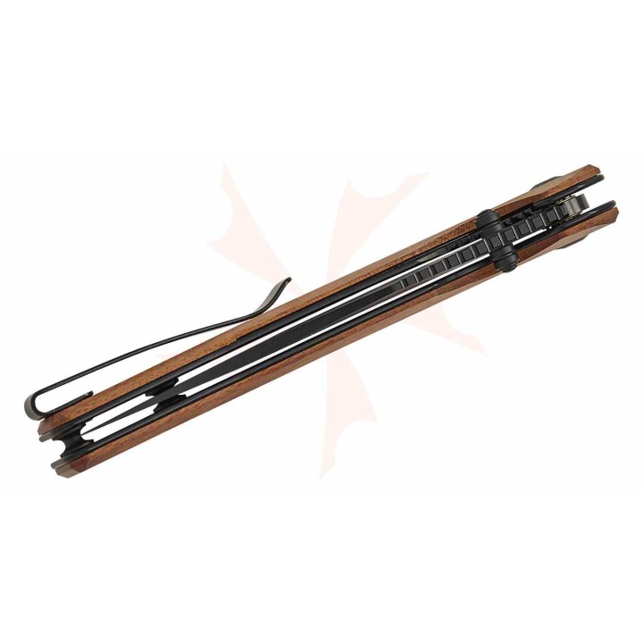 Couteau Sencut Vornix Lame Clip Point Acier 9Cr18MoV Manche Guibourtia Wood IKBS Linerlock S250383 - Livraison Gratuite