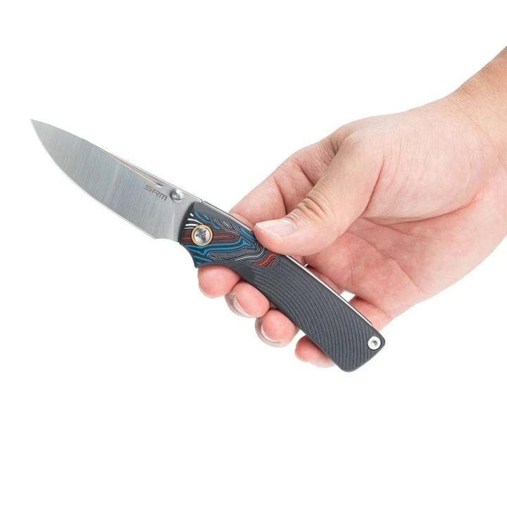 Couteau SRM Dome 106M-GK Lame Acier 14C28N Manche G-10 Gris Slip Joint Clip SRM106MGK - Livraison Gratuite