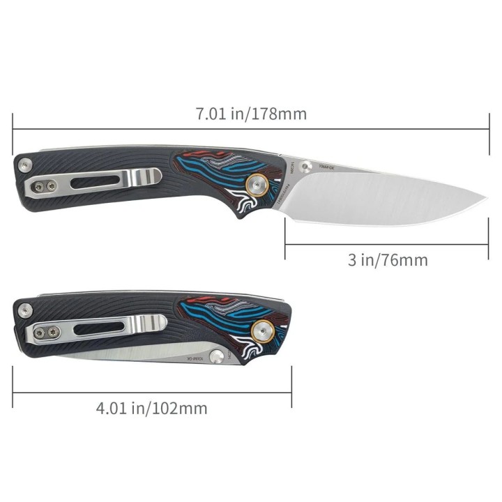 Couteau SRM Dome 106M-GK Lame Acier 14C28N Manche G-10 Gris Slip Joint Clip SRM106MGK - Livraison Gratuite