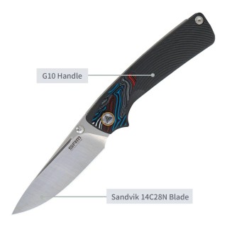 Couteau SRM Dome 106M-GK Lame Acier 14C28N Manche G-10 Gris Slip Joint Clip SRM106MGK - Livraison Gratuite