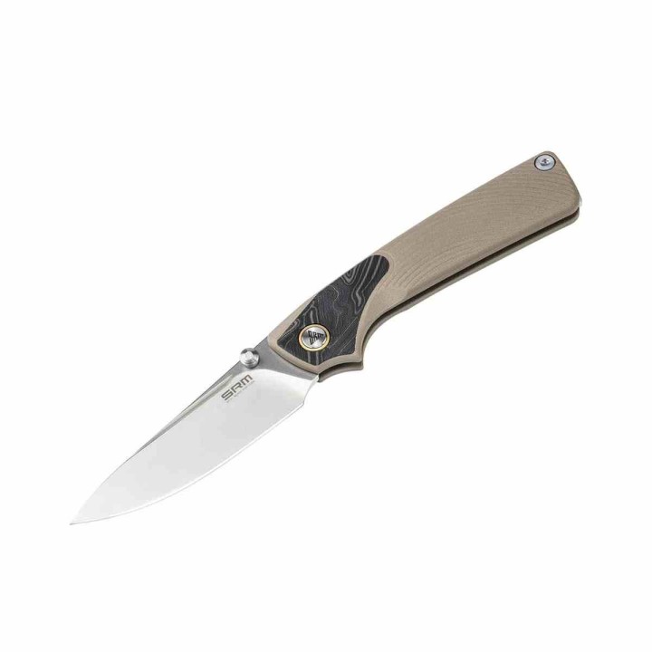 Couteau SRM Dome 106M-GW Lame Acier 14C28N Manche G-10 Desert Slip Joint Clip SRM106MGW - Livraison Gratuite