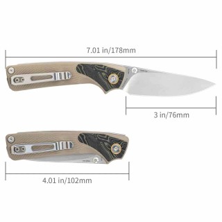 Couteau SRM Dome 106M-GW Lame Acier 14C28N Manche G-10 Desert Slip Joint Clip SRM106MGW - Livraison Gratuite