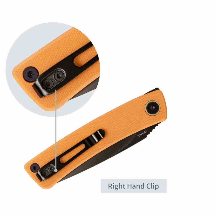 Couteau SRM Air 105M-GJ Orange Lame Acier 14C28N Manche G10 Liner Lock IKBS Clip SRM105MGJ - Livraison Gratuite