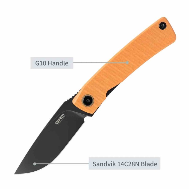Couteau SRM Air 105M-GJ Orange Lame Acier 14C28N Manche G10 Liner Lock IKBS Clip SRM105MGJ - Livraison Gratuite