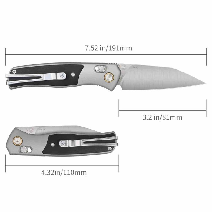 Couteau SRM Medal 259L-AK Lame Acier 14C28N Manche Alu/Ebène Ambi Lock IKBS Clip SRM259LAK - Livraison Gratuite