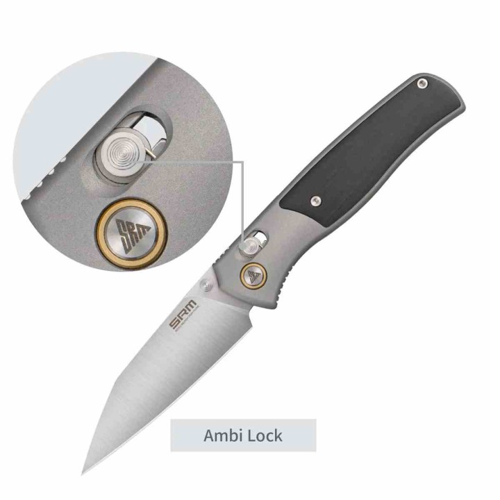 Couteau SRM Medal 259L-AK Lame Acier 14C28N Manche Alu/Ebène Ambi Lock IKBS Clip SRM259LAK - Livraison Gratuite