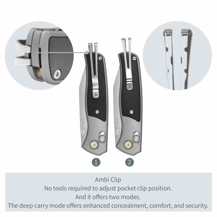 Couteau SRM Medal 259L-AK Lame Acier 14C28N Manche Alu/Ebène Ambi Lock IKBS Clip SRM259LAK - Livraison Gratuite