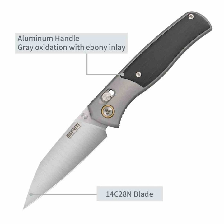 Couteau SRM Medal 259L-AK Lame Acier 14C28N Manche Alu/Ebène Ambi Lock IKBS Clip SRM259LAK - Livraison Gratuite