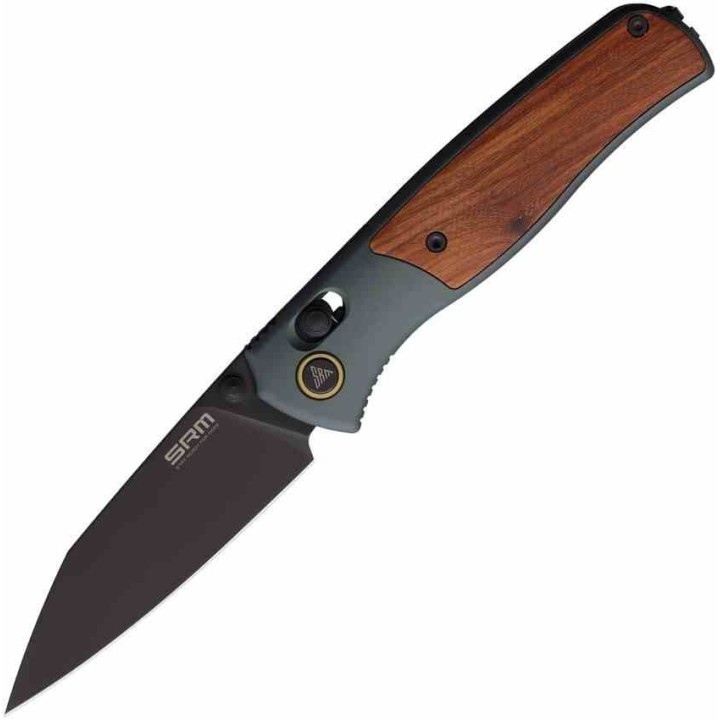 Couteau SRM Medal 259L-AG Lame Acier 14C28N Manche Alu/Rosewood Ambi Lock IKBS Clip SRM259LAG - Livraison Gratuite