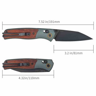 Couteau SRM Medal 259L-AG Lame Acier 14C28N Manche Alu/Rosewood Ambi Lock IKBS Clip SRM259LAG - Livraison Gratuite