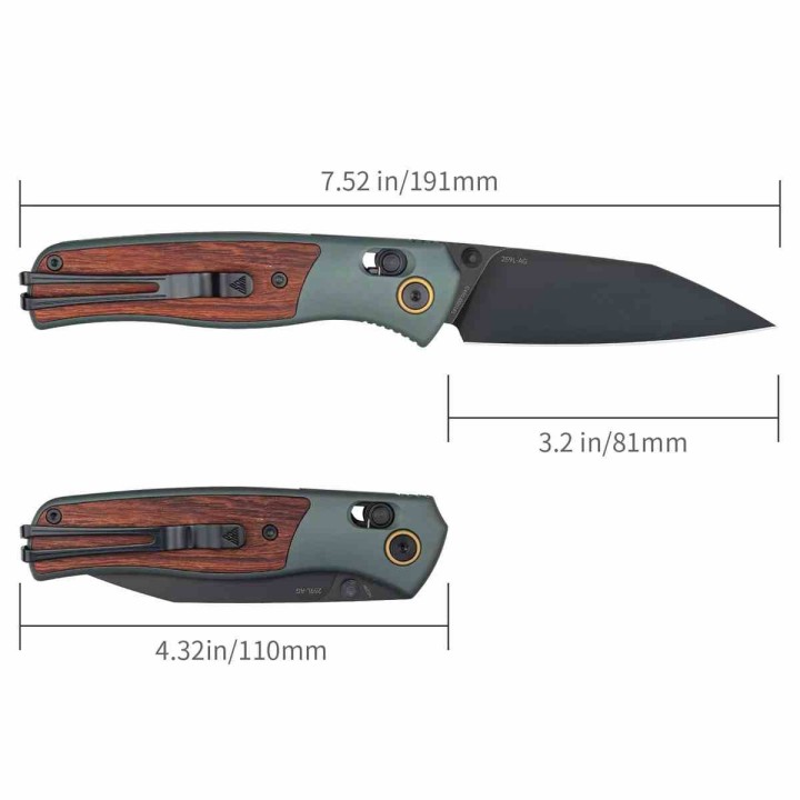 Couteau SRM Medal 259L-AG Lame Acier 14C28N Manche Alu/Rosewood Ambi Lock IKBS Clip SRM259LAG - Livraison Gratuite
