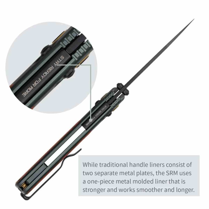 Couteau SRM Medal 259L-AG Lame Acier 14C28N Manche Alu/Rosewood Ambi Lock IKBS Clip SRM259LAG - Livraison Gratuite
