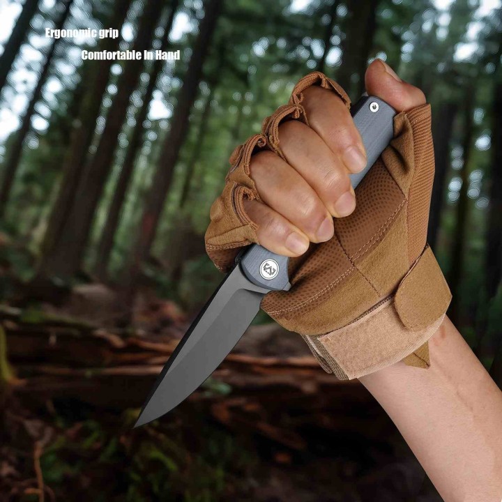 Couteau Miguron Perism Grey Lame Drop Point Acier D2 Manche G10 Linerlock Clip MGR811DG - Livraison Gratuite