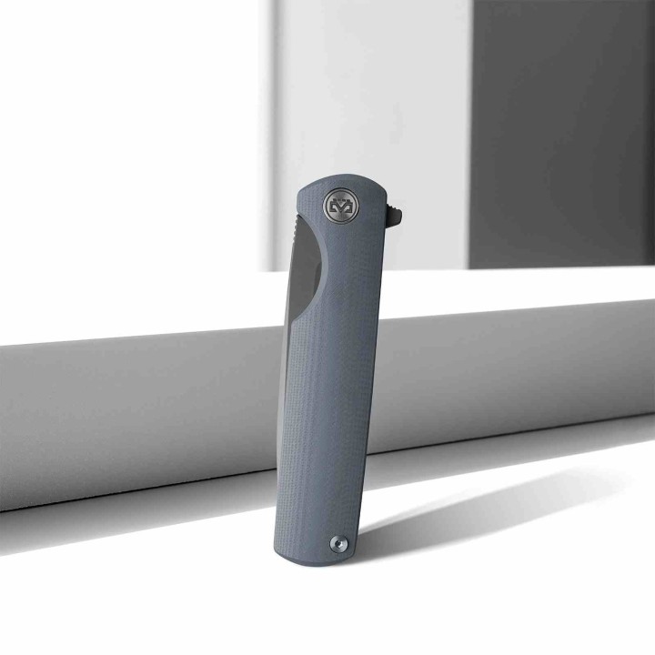 Couteau Miguron Perism Grey Lame Drop Point Acier D2 Manche G10 Linerlock Clip MGR811DG - Livraison Gratuite