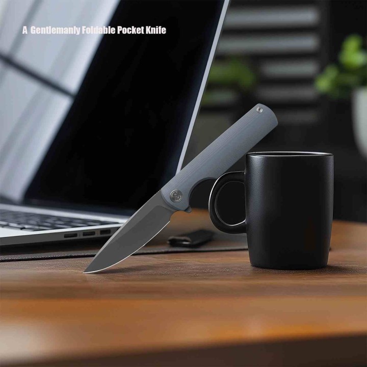 Couteau Miguron Perism Grey Lame Drop Point Acier D2 Manche G10 Linerlock Clip MGR811DG - Livraison Gratuite