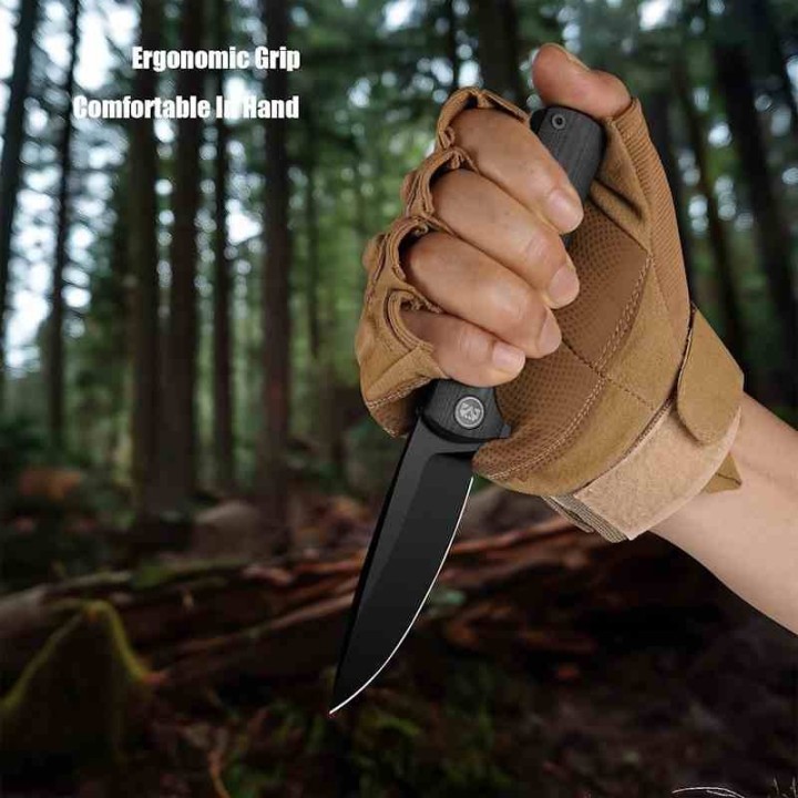 Couteau Miguron Perism Black Lame Drop Point Acier D2 Manche G10 Linerlock Clip MGR811BK - Livraison Gratuite