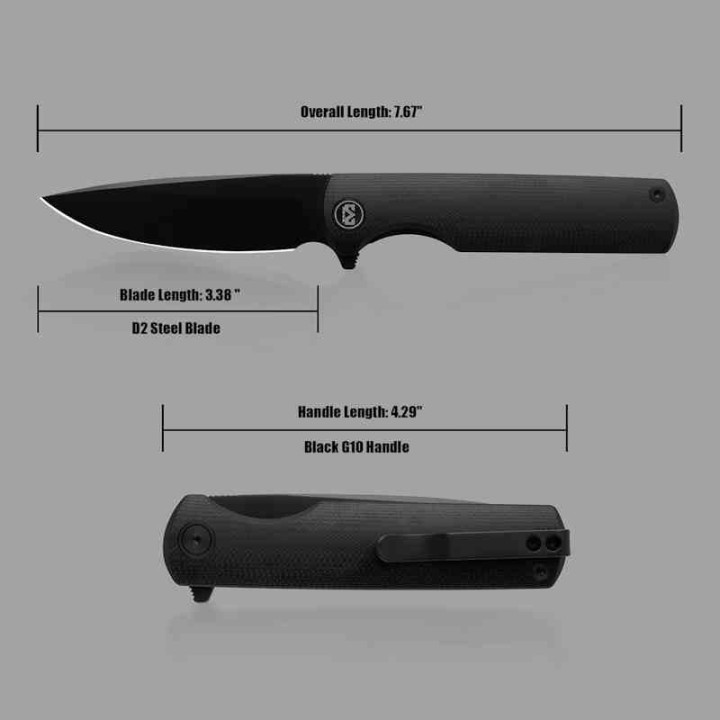 Couteau Miguron Perism Black Lame Drop Point Acier D2 Manche G10 Linerlock Clip MGR811BK - Livraison Gratuite
