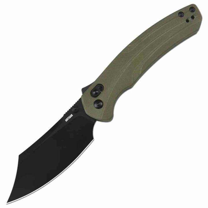 Couteau Artisan Green Lame Bowie Acier AR-RPM9 Manche G10 Recoil Lock IKBS ATZ1882PBGN - Livraison Gratuite