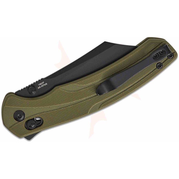 Couteau Artisan Green Lame Bowie Acier AR-RPM9 Manche G10 Recoil Lock IKBS ATZ1882PBGN - Livraison Gratuite