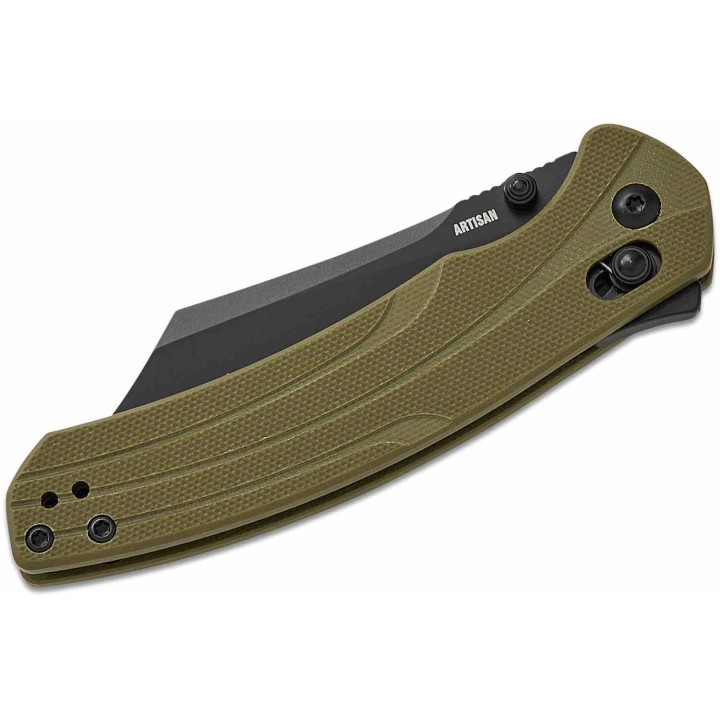 Couteau Artisan Green Lame Bowie Acier AR-RPM9 Manche G10 Recoil Lock IKBS ATZ1882PBGN - Livraison Gratuite