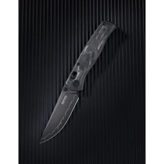 Couteau SRM Medal 255L-CB2 Lame Acier Laminé 140Cr Manche Fibre de Carbone Axis Lock Ambi Clip SRM255LFB2 - Livraison Gratuite
